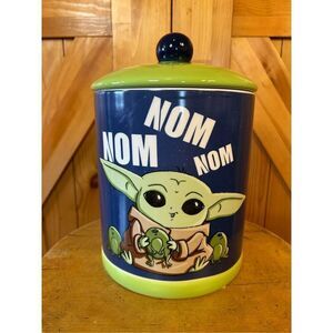 Star Wars Grogu Baby Yoda Frogs Ceramic Canister Nom Nom Nom Cookie Jar